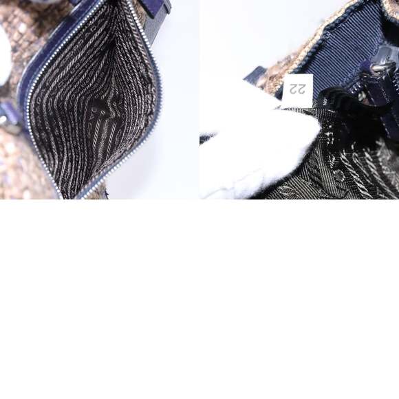 PRADA Hand Bag Tweed Beige Silver - Picture 13 of 13